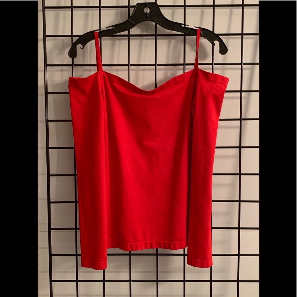 2X “HOST PICK” Helmut Lang Red Cold Shoulder Top